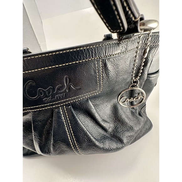 Coach Pleated Patent Leather East West Gallery Y2K tote bag, navy blue - Picture 7 of 13